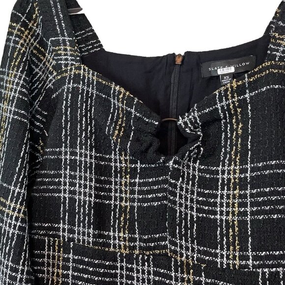 Slate & Willow RTR Plaid Tweed Keyhole Neck Romper Black Gold Silver Size XS - Picture 4 of 11